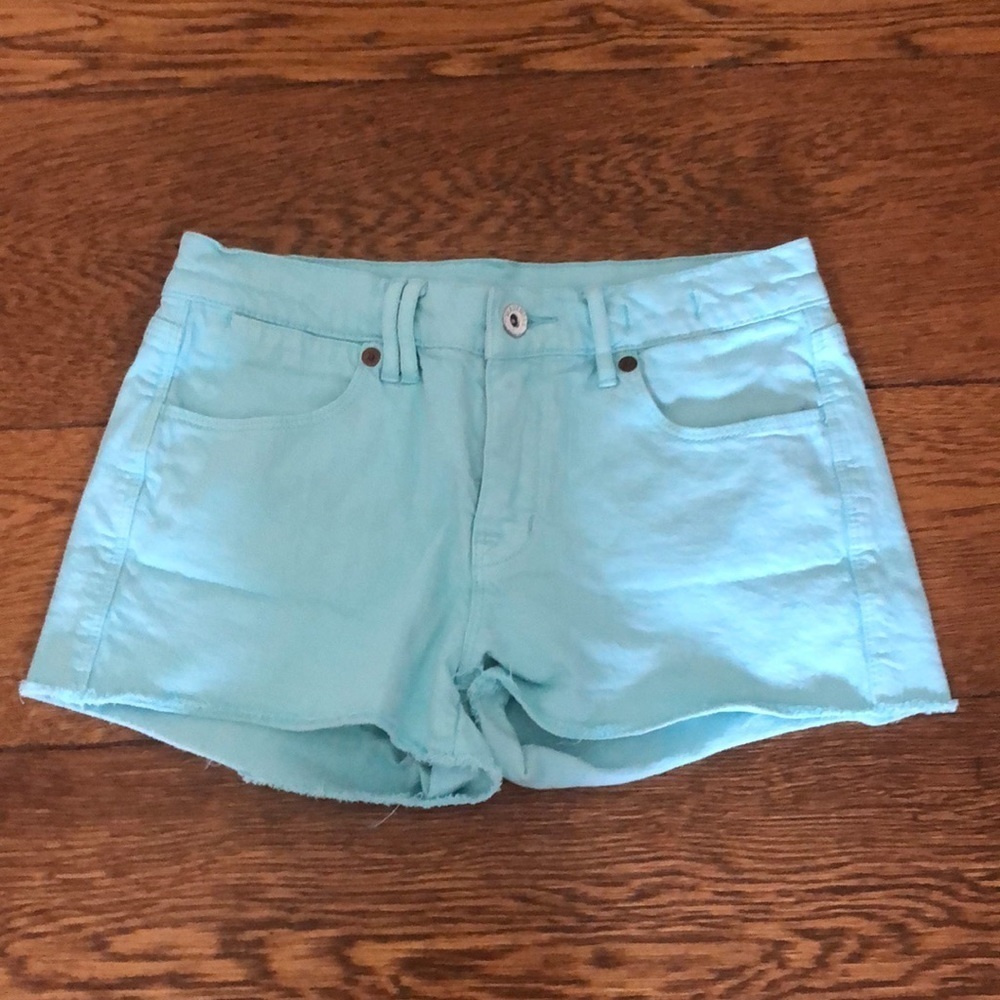 Madewell Robin's Egg Blue High Waisted Jean Shorts